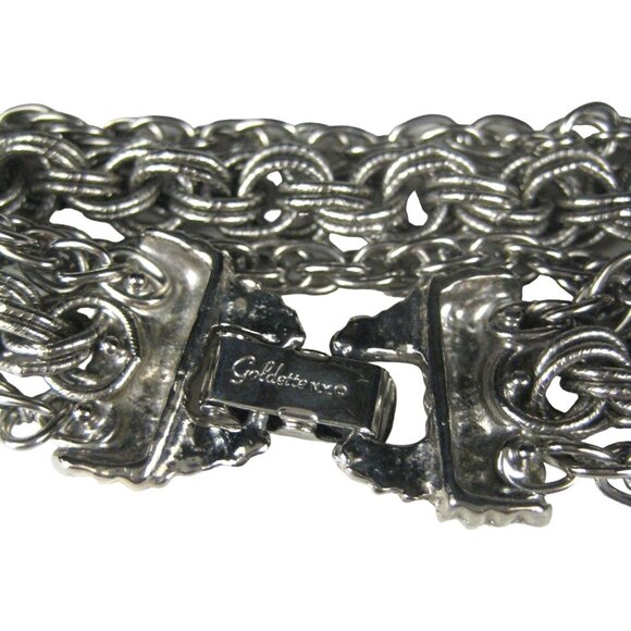 Goldette NY Vintage Bracelet 8 In Silvertone Chain Multistrand Jewelry - Picture 2 of 5